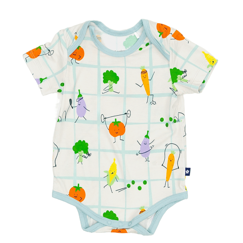 Larkspur Baby |Infant Bodysuit | Short Sleeve Bodysuit in Veggie Patch Parade
