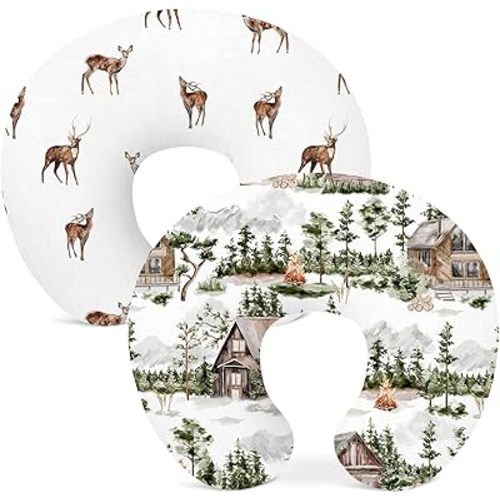 Nursing Pillow Covers 2 Pack, Breastfeeding Pillow Slipcovers Soft and Stretchy, Nursing Covers for Baby Girls Boys Newborn