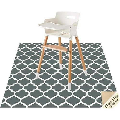 Splat Mat for Under High Chair/Arts/Crafts by CLCROBD, 51" Baby Anti-Slip Food Splash and Spill Mat for Eating Mess, Waterproof Floor Protector and Table Cloth (Lattice)