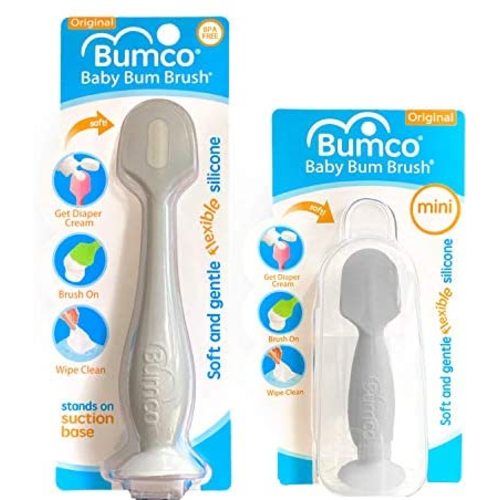 Baby Bum Brush, Original Diaper Rash Cream Applicator, Soft Flexible Silicone Brush, Unique Gift + Mini Diaper Rash Cream Applicator with Travel Case, (Gray + Gray)