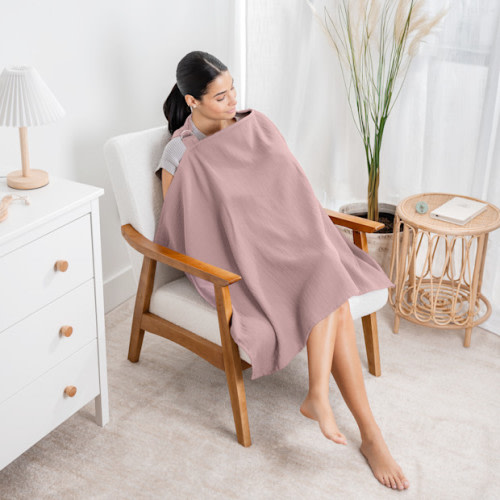 Muslin Nursing Cover with Adjustable Neck Strap - Mauve