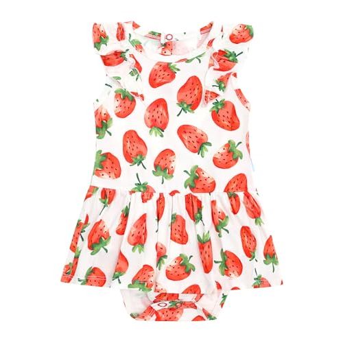 DREAMHALO Baby Girl Bodysuit Soft Jumpsuit Ruffle Sleeve Bodysuit Dress Cool Romper for Infant, Viscose Made from Bamboo