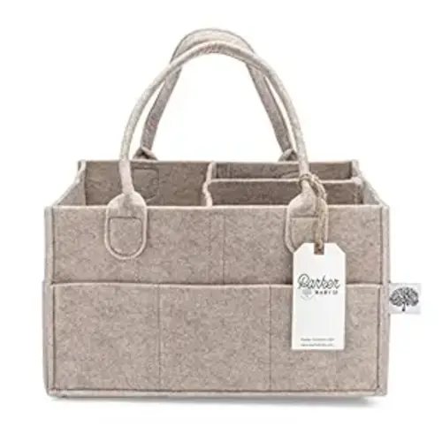 Parker Baby Diaper Caddy | Soft & Durable Nursery Storage Bin & Car Organizer for Diapers, Baby Wipes and Lotion | Felt Diaper Caddy Organizer for Changing Table | Baby Shower Gift for New Moms