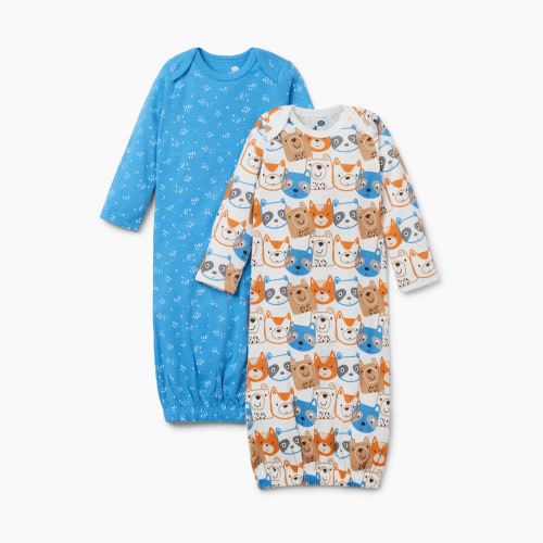 Small Story Gown (2 Pack) - Critter Friends, 0-6 M