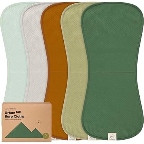 KeaBabies 5-Pack Organic Burp Cloths Baby Girl, Boy - Extra Large, Absorbent Baby Burp Cloths, Soft Burping Cloths for Babies, Newborn Burp Clothes, Cotton Burp Rags, Neutral Thick Burp Cloth (Hunter)