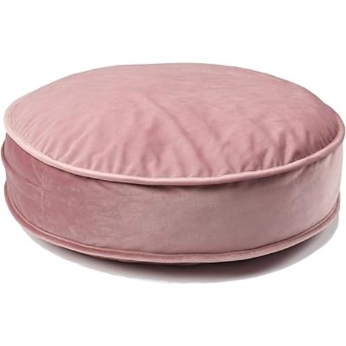 Velvet Floor Pillows Round Chair Cushion Couch Throw Pillow Soft Pouf Seat Mattress Bean Bag for Reading Nook Play Room (19.7 in, Dusty Rose)