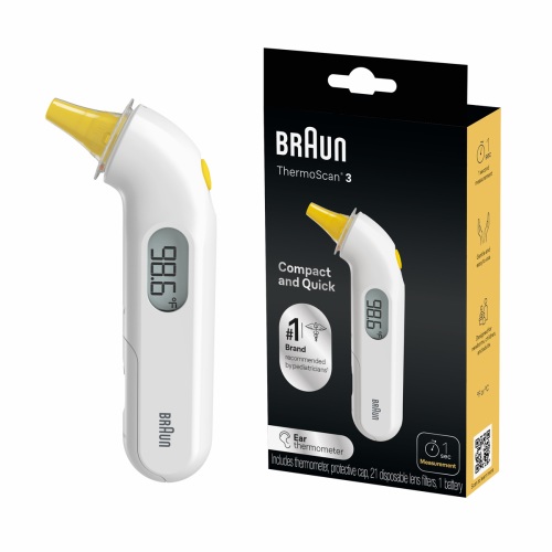 Braun Thermo Scan 3 Ear Thermometer, for Infant and Toddlers, White IRT3030US