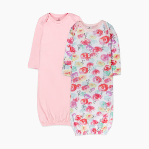 Honest Baby Clothing 2-Pack Organic Cotton Sleeper Gowns - Rose Blossom, 0-6 M, 2