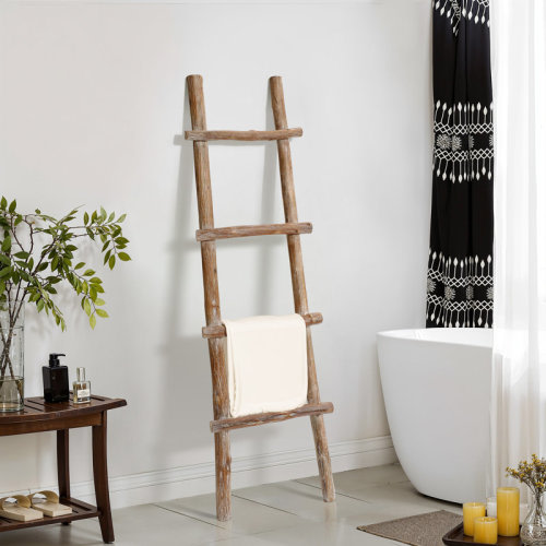 Millwood Pines Solid Wood Natural 4-Rung 59-Inch Tall Blanket Ladder & Reviews | Wayfair
