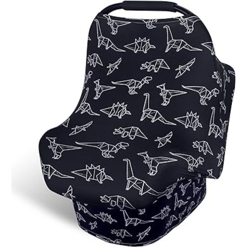 Rquite Baby Car Seat Cover, Dinosaur Carseat Cover Boy Girls, Breathable Nursing Cover for Breastfeeding, Stretchy Infant Car Seat Cover, Multi Use Car Seat Canopy Baby Carrier Cover Stroller Covers