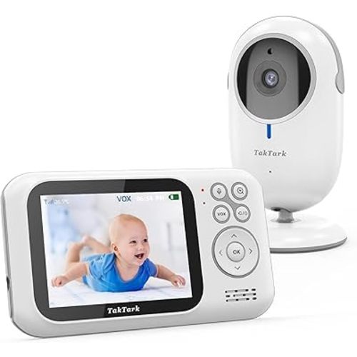 TakTark Baby Monitor, 3.2'' Color LCD Screen, 2 Way Audio, Infrared Night Vision, Digital Zoom, VOX Mode, Room Temperature Display, Long Range