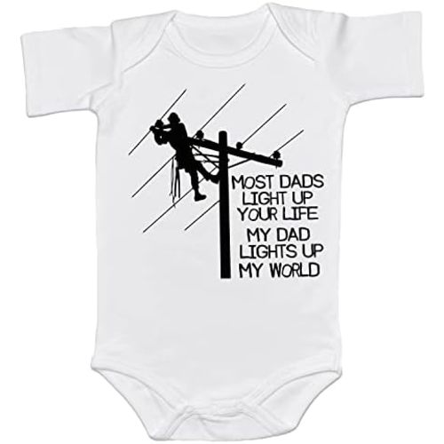 Funny Baby Boy Girl Bodysuit Most DAD Light UP YOUR Life My DAD Lights UP My World Romper New Dad Father’s Day Gift