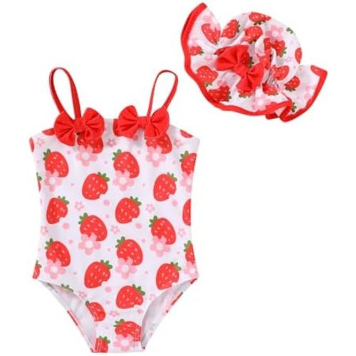 YOUNGER TREE Toddler Baby Girl Swimsuit Infant One Piece Bathing Suits with Hat Newborn Summer Beach Swimwear