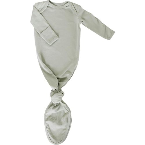 Marlowe & Co Organic Cotton Knotted Newborn Baby Gown, Soft Knotted Sleeper Gown for Baby Boy and Girl (Mint Sage, 0-3 Months)