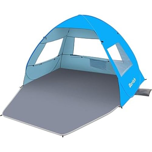 Gorich Easy Pop Up Beach Tent for 3-4 Person, UPF 50+ UV Protection Beach Umbrella Sun Shelter, Portable Lightweight Shade with Easy Foldable & Instant Setup