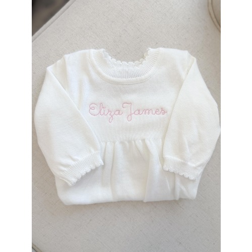 Personalized Embroidered Knit Gown | Heirloom Gift | Baby Shower Gift | Monogrammed Baby | Custom Keepsake | Baby