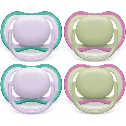 Philips Avent Ultra Air Pacifier - 4 x Light, Breathable Baby Pacifiers for Babies Aged 0-6 Months, BPA Free with Sterilizer Carry Case, SCF085/50