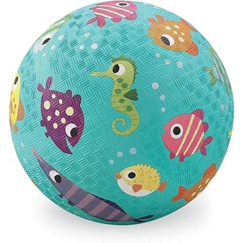 Crocodile Creek Playground Ball - Durable Rubber Ball for Kids Ages 3 and Up - Bouncy Inflatable Ball for Kickball, Indoor Games, and Outdoor Sports - PVC-Free - Fish - 5-inch Diameter