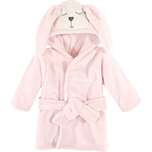 Hudson Baby Unisex Baby Plush Animal Face Bathrobe, Modern Bunny, 0-9 Months