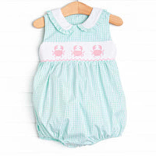 Shoreline Shuffle Smocked Girl Bubble, Mint – Stitchy Fish