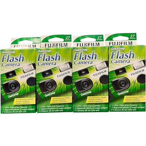 Fujifilm QuickSnap Flash 400 One Time Use 35mm Camera with Flash, 27 Exposures, 4-Pack