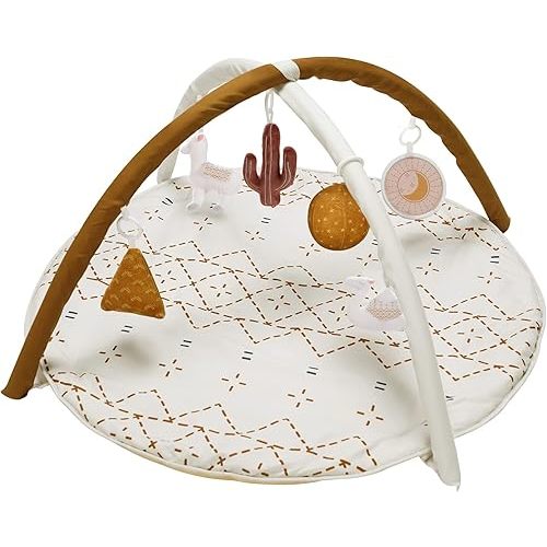 Tummy Time Activity Mat, Macrame Baby Play Gym Mat with 6 Detachable Toys and 12 Milestone Cards for Stage-Based Sensory and Motor Skill Development, Washable Play Mats for Infant, Non Slip Play Mat