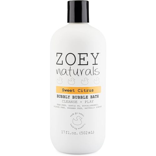 Zoey Naturals - Sweet Citrus Bubble Bath for Kids & Babies - Organic Tear-Free, Non-Toxic Toddler Soap with Moisturizing Aloe & Avocado Oil - Long Lasting Bubbles - Made in USA, 17 oz
