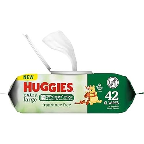 Huggies Extra Large Baby Wipes, Unscented, 1 Flip-Top Pack, 42 XL Wipes Total, Packaging May Vary