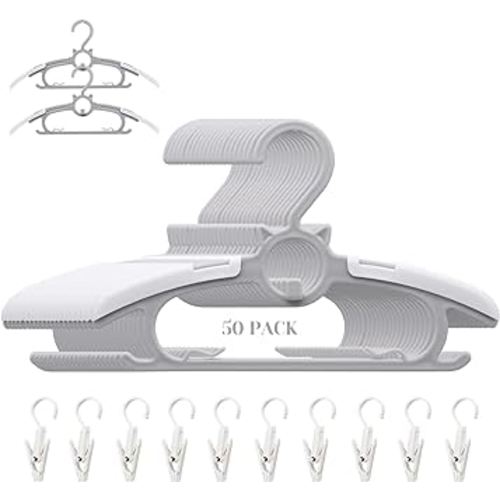 Baby Nursery Closet Hangers, Non-Slip and Extendable Laundry Infant Pant Hanger for Newborn Clothes 50pcs Grey Hangers11-14'' Adjustable Children Coat Hanger for Girl Boy Toddler Kids Child