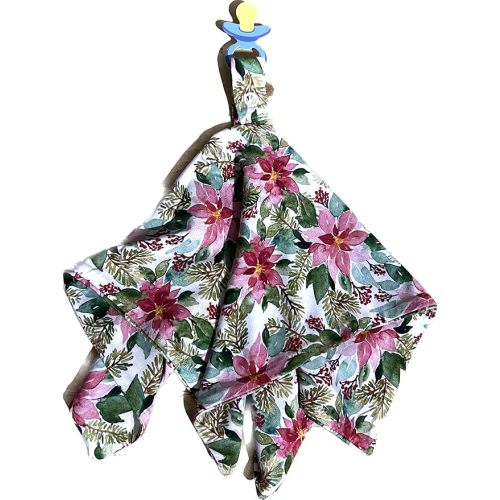 Bamboo Viscose Baby Blanket with Pacifier Clip (Holiday Floral)