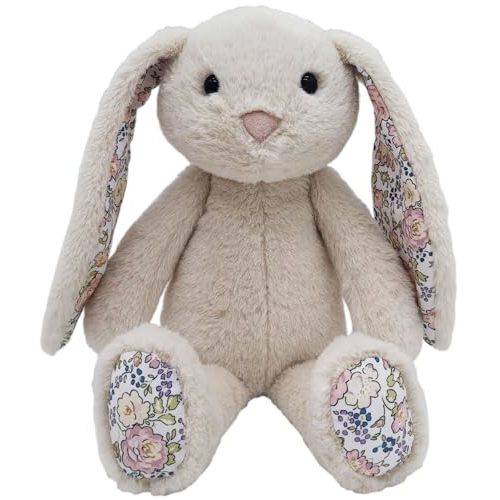 Mikee Fluffie Easter Bunny Stuffed Animals with Cotton,Safe Material Soft Washable Stuffed Bunny,Cute Plush Toy Rabbit Easter Decoration Birthday Gift for Boys and Girls, Crushed Flower,9"