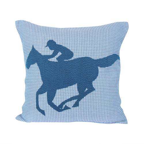 Blue Plaid Race Horse Pillow