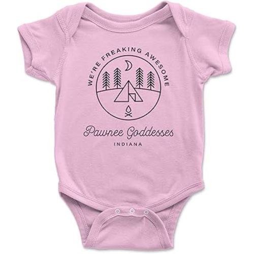 Pawnee Goddesses Parks and Rec Baby Onesie (6 Month, Pink)