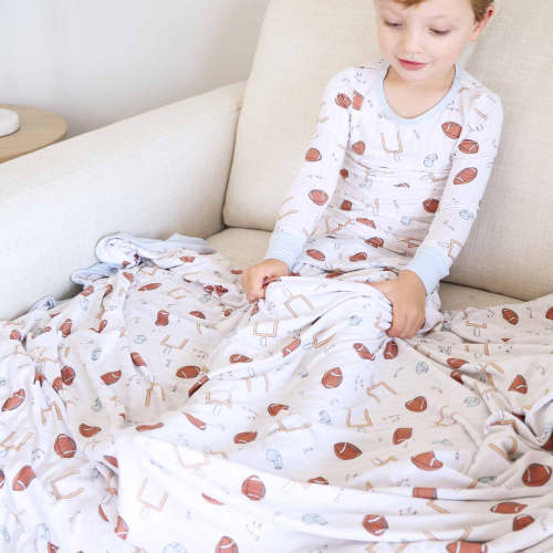 Tiny Touchdowns Double Sided Bamboo Blanket | Neutral