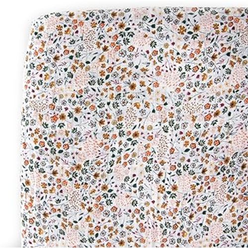 Little Unicorn Premium Crib Sheet | Breathable & Super-Soft Muslin Fabric (Pressed Petals)
