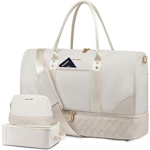 LOVEVOOK Travel Bag,Large Weekender Bag for Women Travel Duffle Bag with Shoe Compartment,Carry on Overnight Bag with Wet Pocket,Gym Yoga Duffel Bag,Hospital Bags for Labor and Delivery,3 Pcs Set