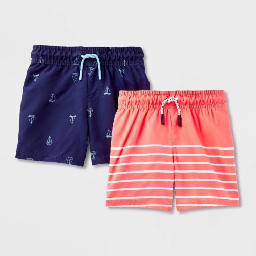 Toddler Boys' Sailboat And Striped 2pk Value Swim Shorts - Cat & Jack™ 2t