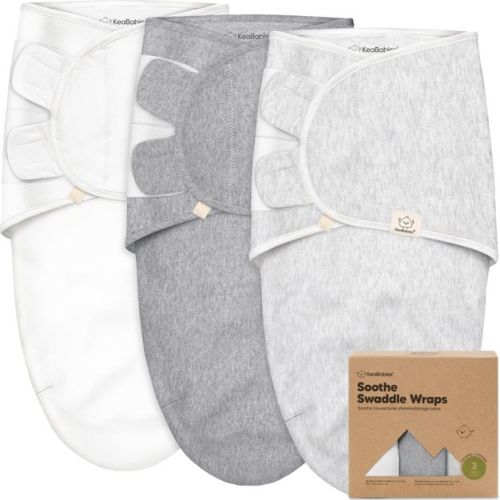 KeaBabies 3pk Organic Swaddle Sleep Sacks Baby, Premies Newborn Swaddles Wrap 0-3 Months, Soft Wearable Swaddle Blanket (Cloud, OS)