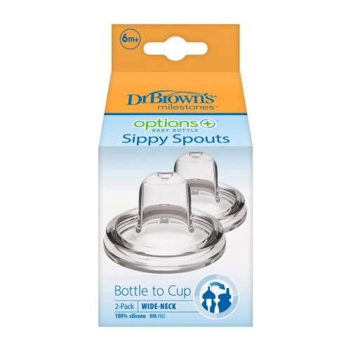 Dr. Brown's® Milestones™ Options+™ Wide-Neck Baby Bottle Sippy Spouts, 2-Pack
