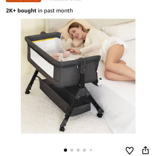 BCOL Baby Bassinet, Bedside Bassinet for Baby, 3 in 1 Bassinet Bedside Sleeper with Wheels, Mosquito Net, Adjustable Easy Folding Portable Bed for Infant Newborn (Dark Grey)