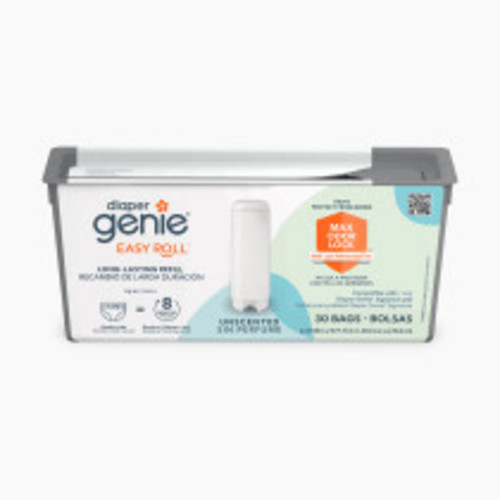 Diaper Genie Easy Roll Refill Bags (Compatible with Signature and Platinum pails) - Blue, Unscented, 30