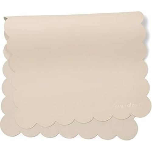 Vegan Leather Baby Changing Mat (16 X 30 in) - Multipurpose Wipeable and Portable Diaper Changing Mat - Foldable Travel Changing Mat (Cream Scallop)