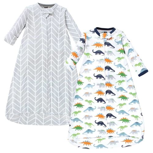 Hudson Baby Unisex Baby Cotton Long-Sleeve Wearable Sleeping Bag, Sack, Blanket, Dinosaurs, 0-3 Months