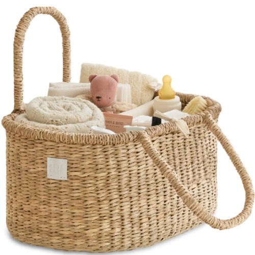 Baby Diaper Caddy Organizer "ROSA" Handmade & Natural by BEBE BASK® – BEBE BASK