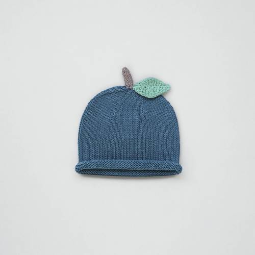 Blueberry Knit Baby Hat Blue Berry Beanie Newborn Boy Gift for Infant Handmade Knitwear Merino Wool Cotton