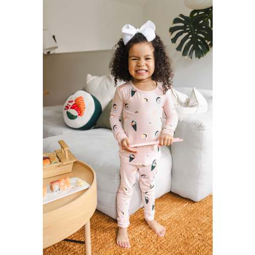 Long Sleeve Pajamas in Blush Sushi