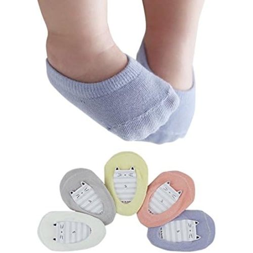 5 Pairs Baby Girl Boy No Show Socks Non-Skip Socks for Infants and Toddlers