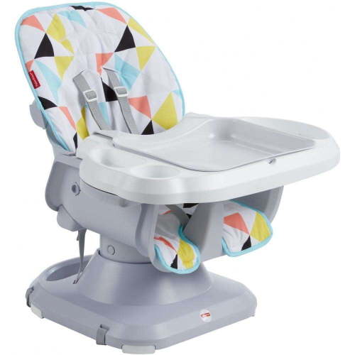 Fisher-Price SpaceSaver Booster, Simple Clean, Portable Baby to Toddler Dining Seat, Windmill