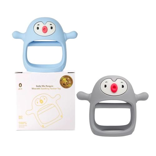 Amazon.com : Smily Mia 2pack Baby Teething Toys for 0-6 3-6Months |Penguin Teether | Hand Teethers| Teething Mittens|Chew Toys for Teething Pain Relief, Baby Pacifiers| New Born Essentials, Blue+Grey : Baby