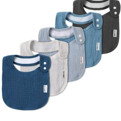 Muslin Bibs for Baby Boys Girls,Organic Muslin Baby Bib for Drooling and Teething,Soft Bandana Drool Bibs 5 Pack